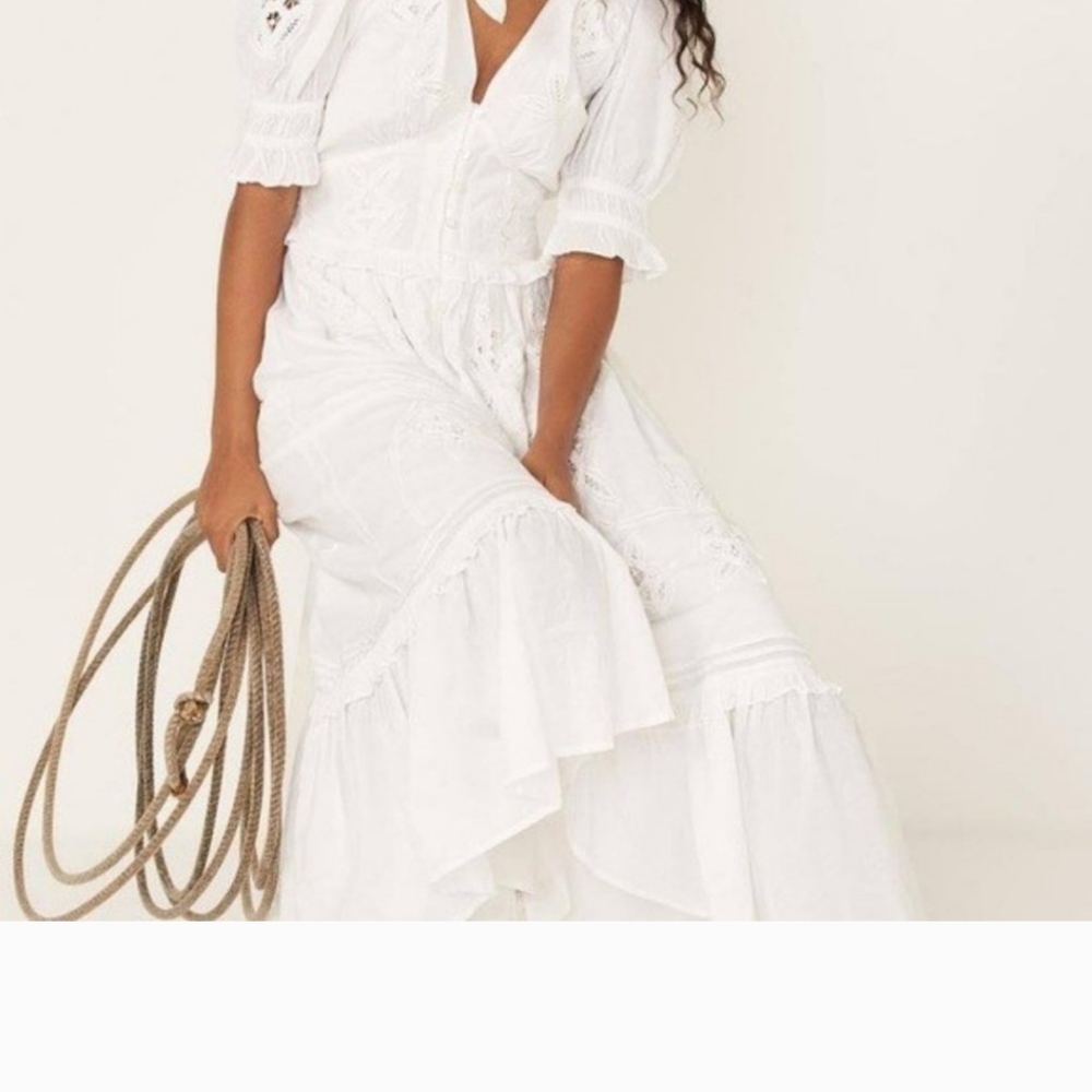 Cleobella White Eyelet V-Neck Midi Dress - Picture 5 of 16